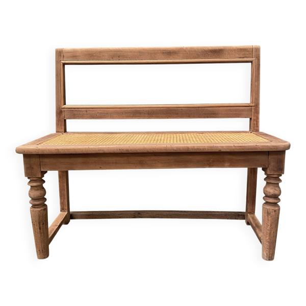 Banc en chêne et cannage