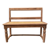 Banc en chêne et cannage