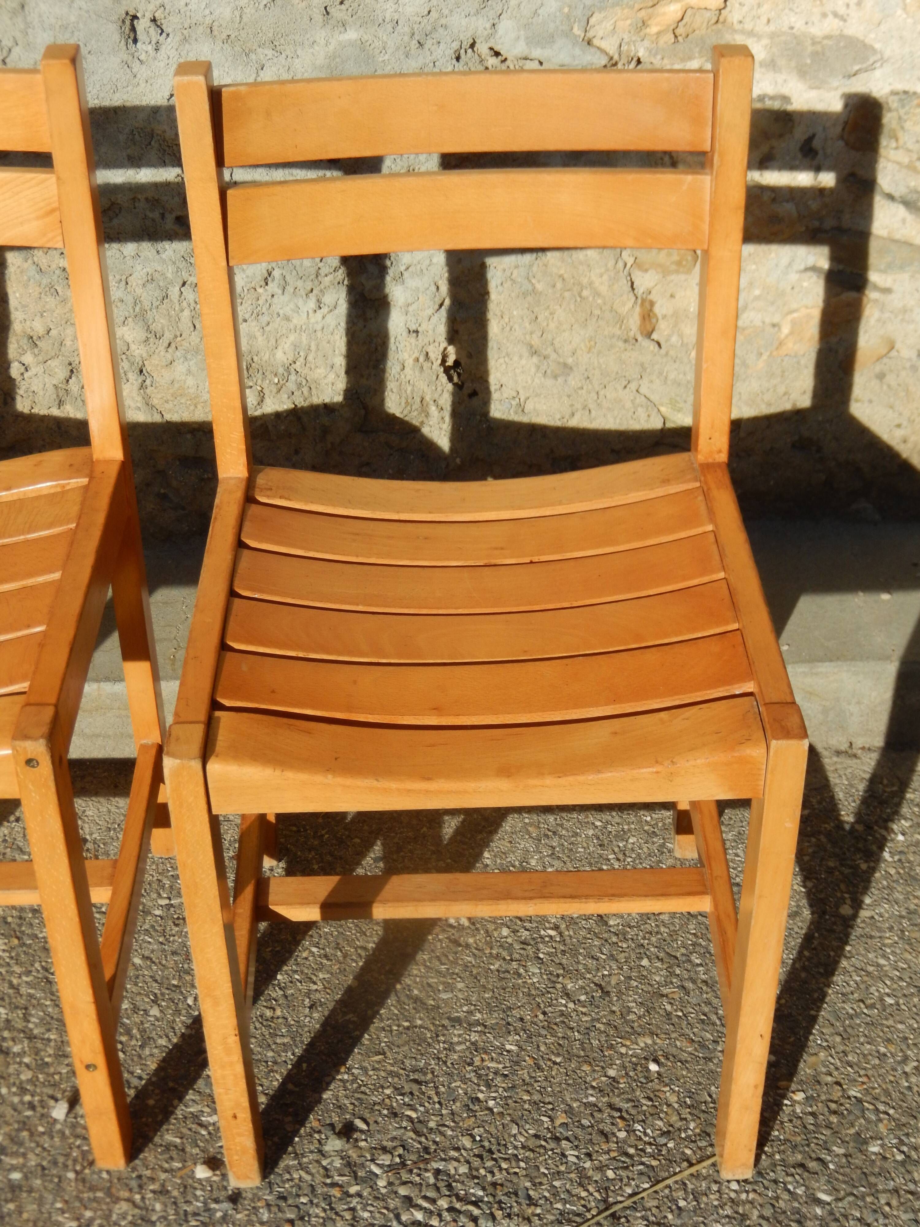 4 wooden chairs in Scandinavian style by André Sornay - dlg de Regain / Perriand