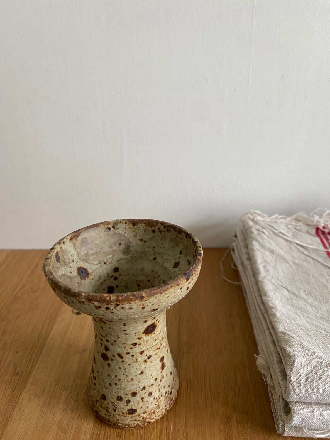 Old pyrite stoneware candle holder