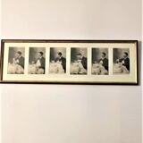 Table with 6 old postcards under glass of h. spice-themed manual