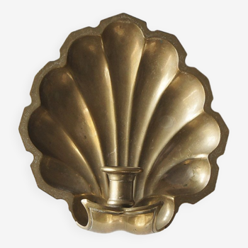 Mid-century brass shell candleholder