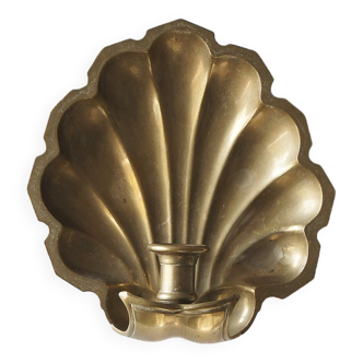 Mid-century brass shell candleholder