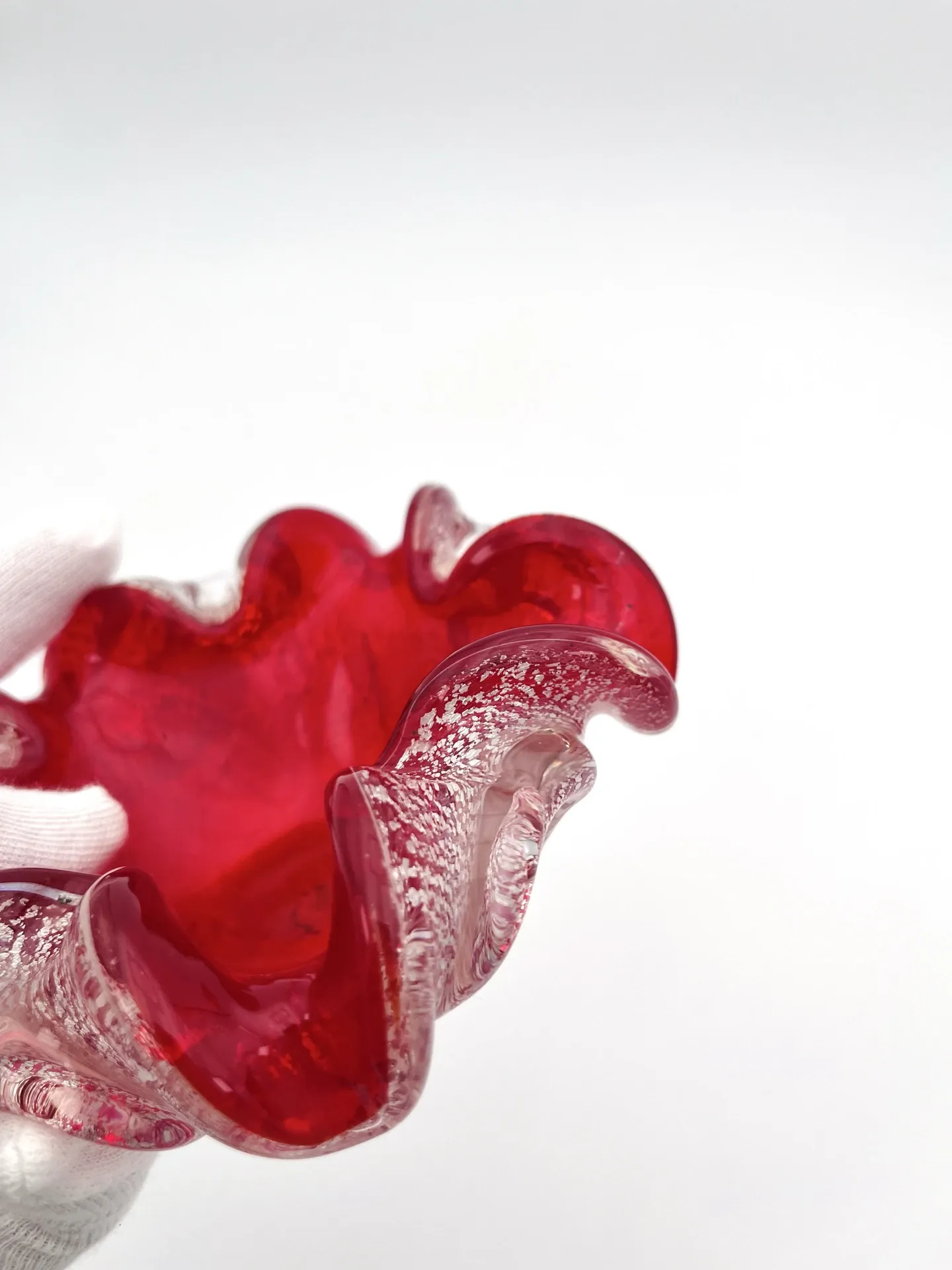 Barovier Toso Murano 1950 Ruby Red Pocket Bowl
