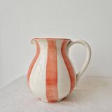 Vintage ceramic vase/pitcher with handmade mandarin stripes.