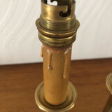 2 old brass candlestick lamp bases