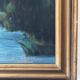 Grande peinture à l'huile vintage originale de paysage fluvial, vers 1960.