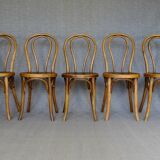 Set de 5 chaises N° 18 1/2 par Thonet, trés bistrot - 1930