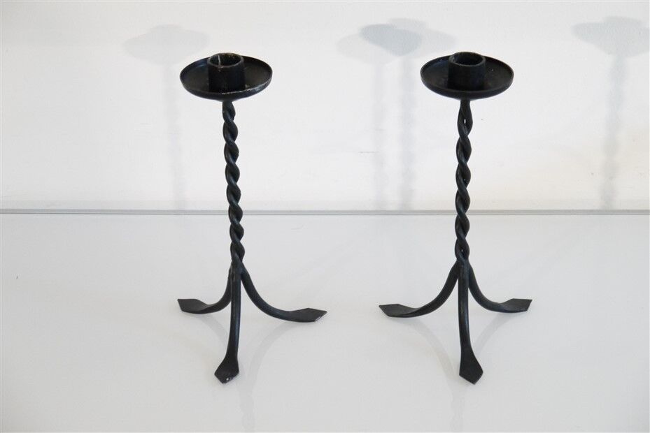 Pair of vintage Scandinavian metal candle holders