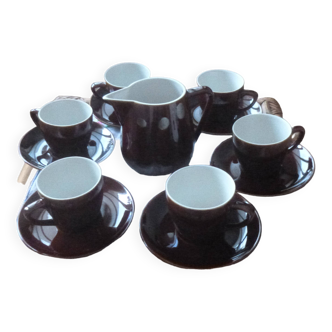 Service à café avec pot à lait Villeroy & Boch modèle bistrot Années 60