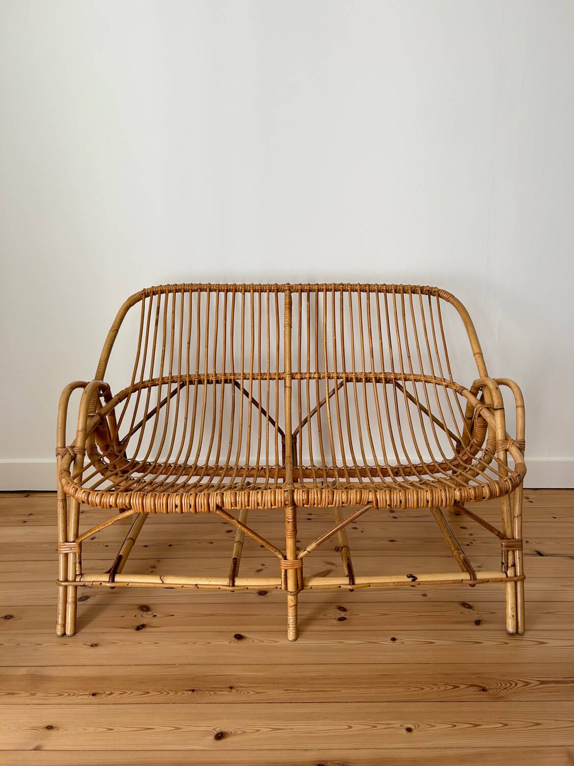 Vintage rattan bench
