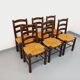 Set of 6 vintage brutalist chairs by Georges Robert in straw wood from the 1960s.