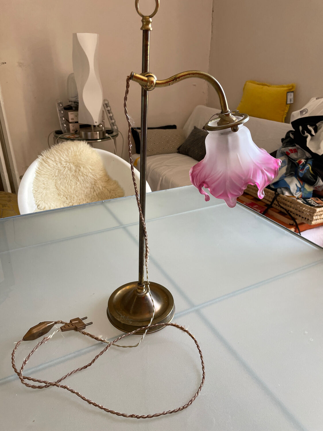 Brass and glass lamp