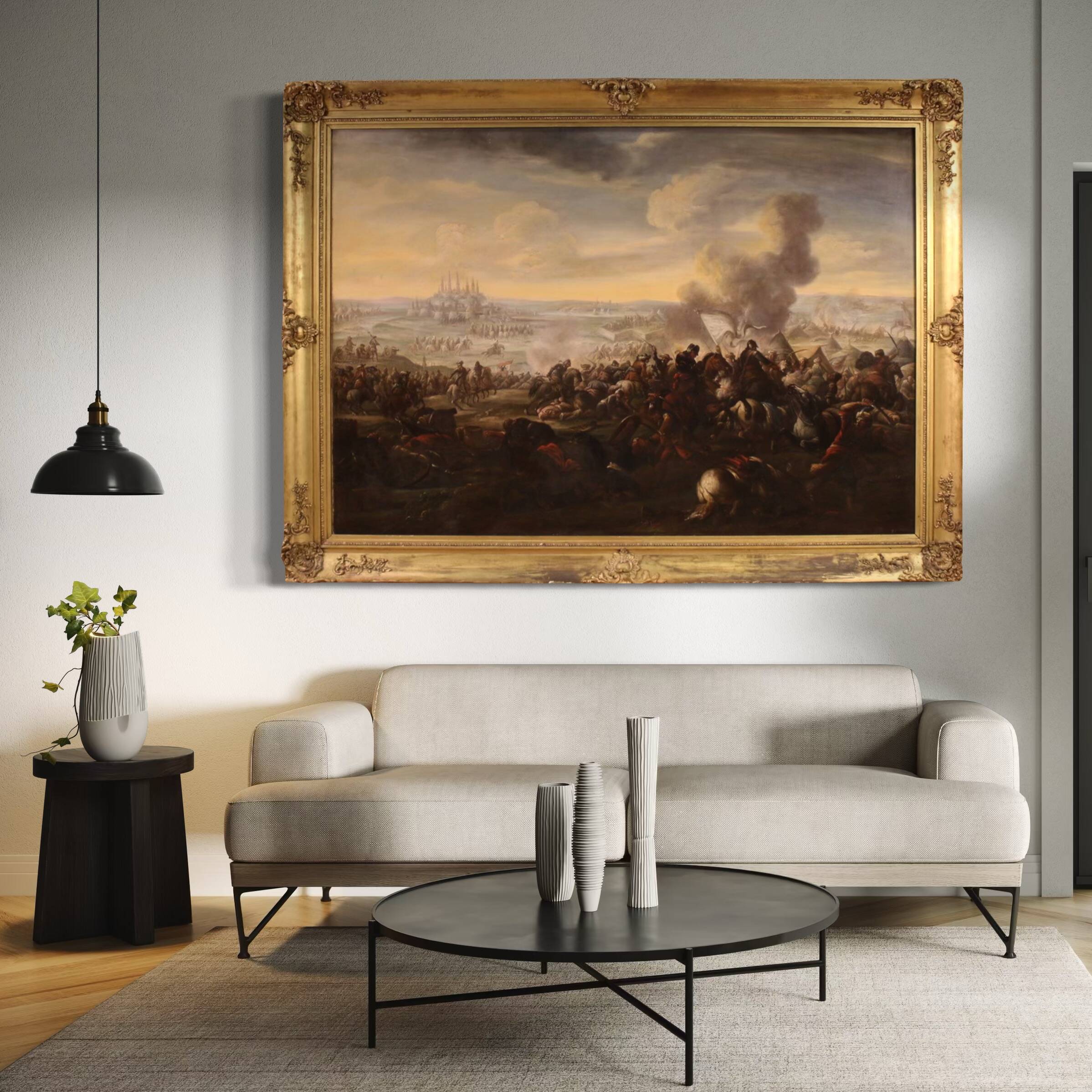 Great 18th-century Italian painting, battle between Christians and Ottomans