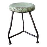 Vintage tripod stool, industrial style wood and metal