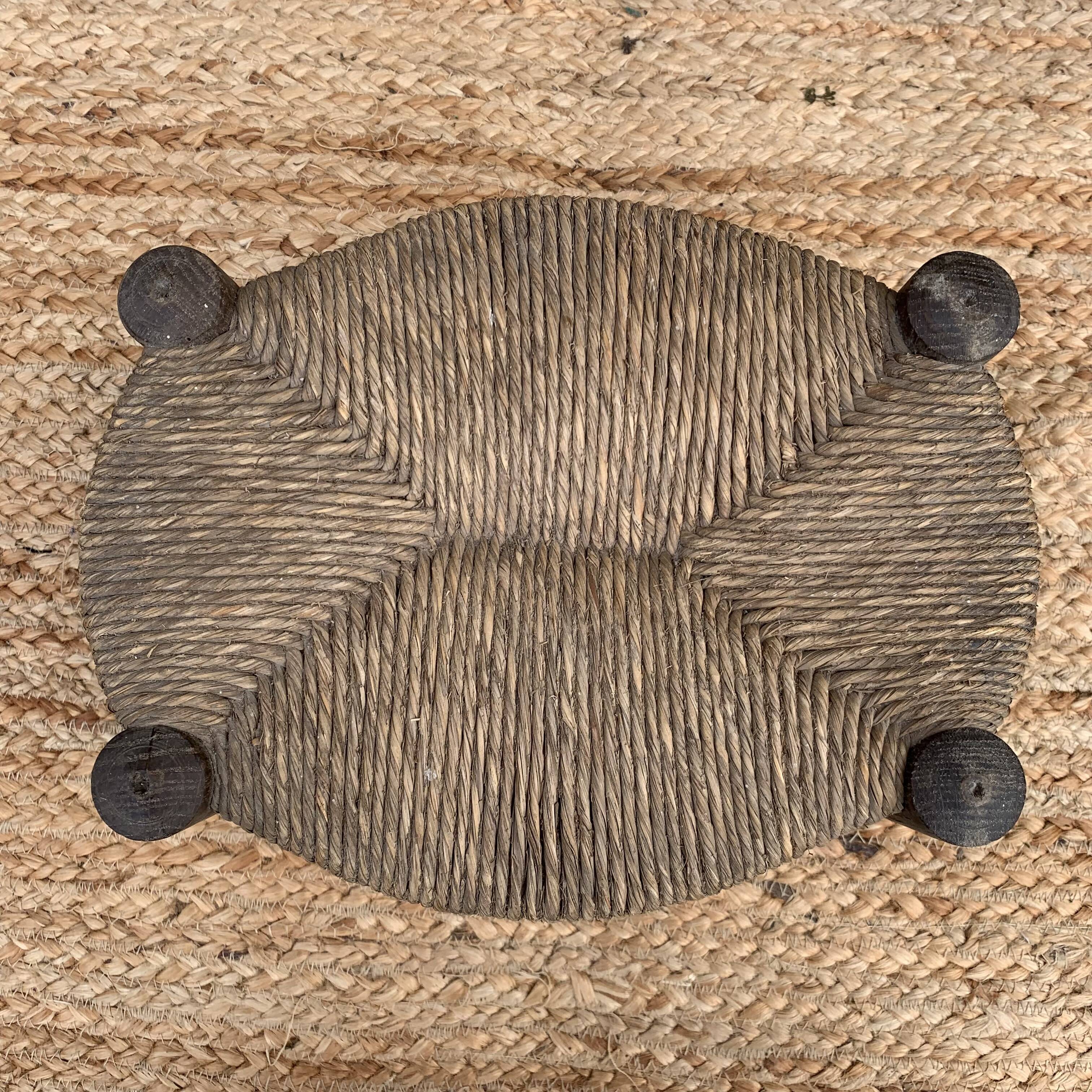 Wooden and straw stool