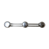 Chrome coat rack, 3 70s patères