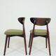Modern Set of 2 Dining Chairs, Avocado Green Bouclè and Dark Wood