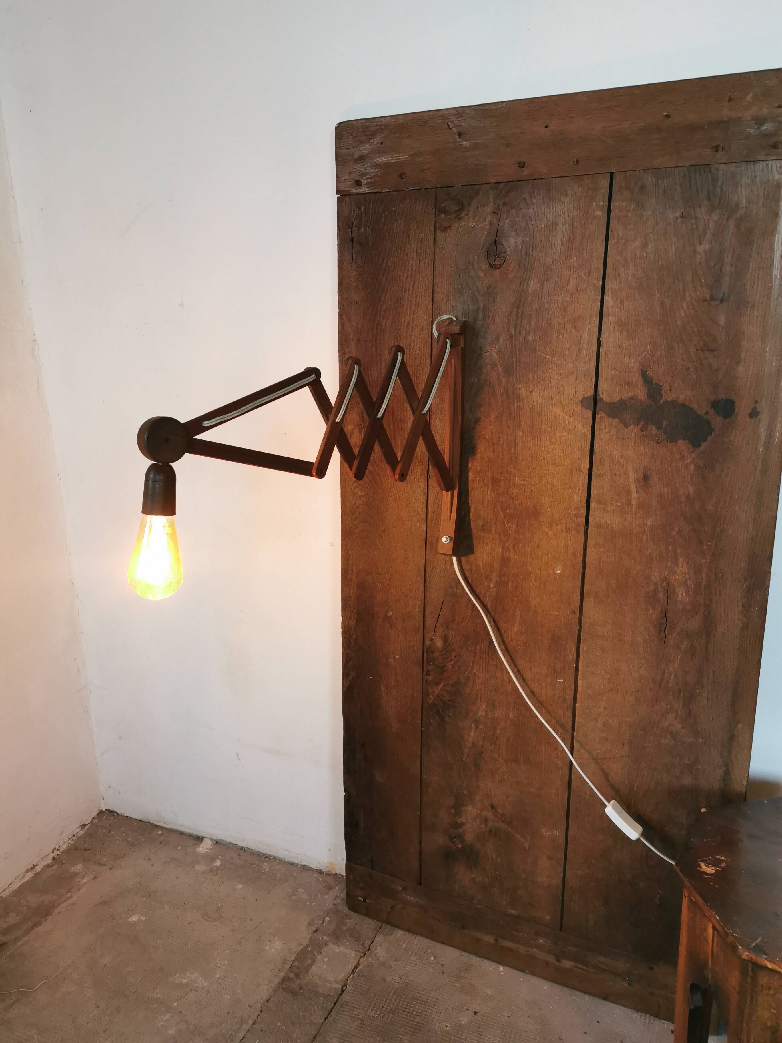 Danish teak scissor wall light circa 1960