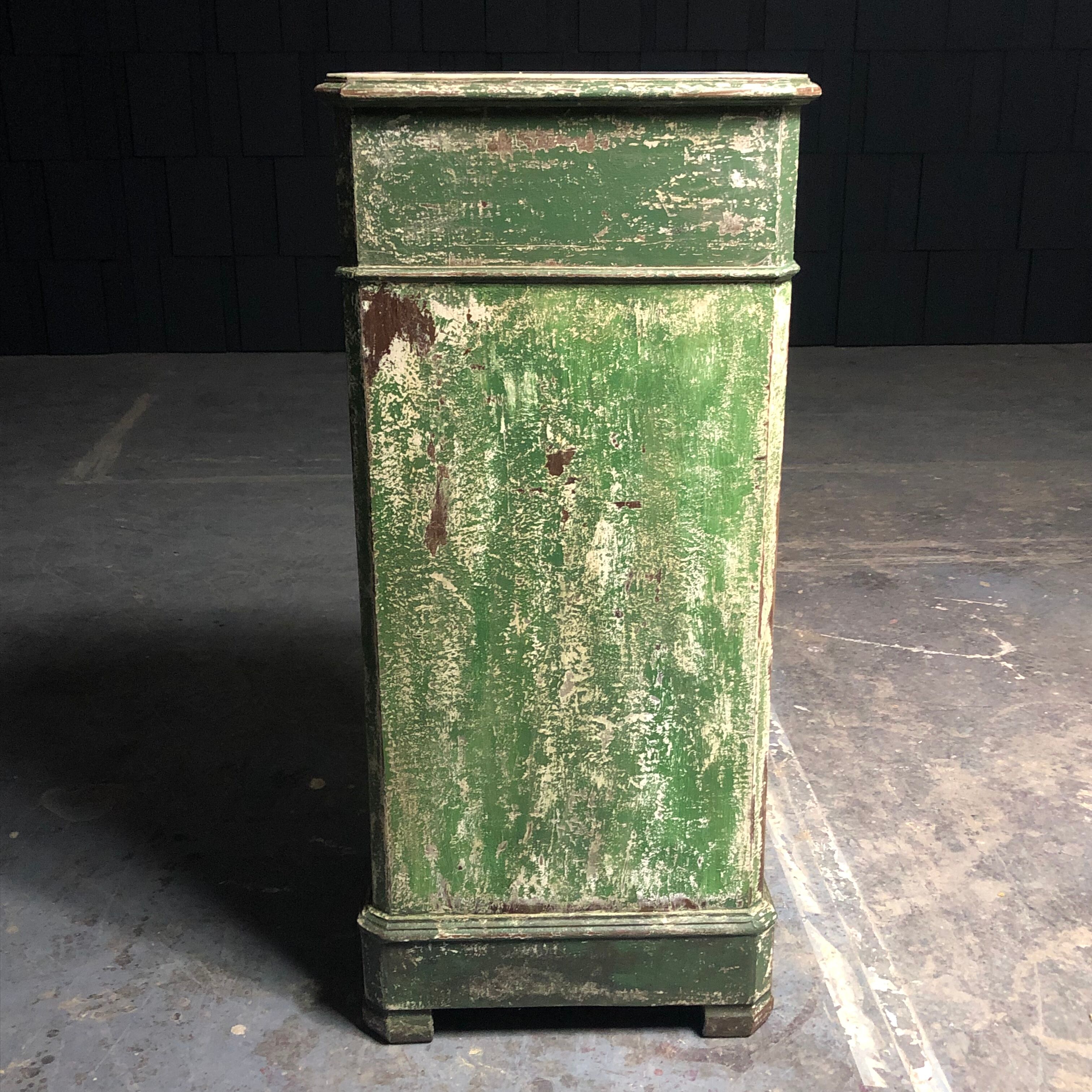Old wooden dresser, aged green patina