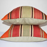 Single, plain Turkish Ak574 striped Kilim cushion cover