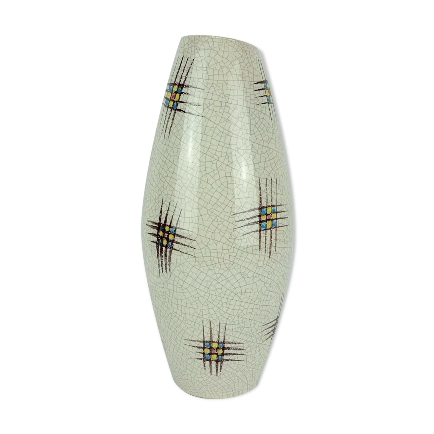 Mid century ceramic vase silberdistel abstract decor craquelé glaze 125/30