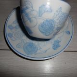 Service à café en grès bleu & blanc
