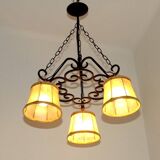 Rustique français vintage noir fer forgé 3 lumières lustre nuances de peau 4526