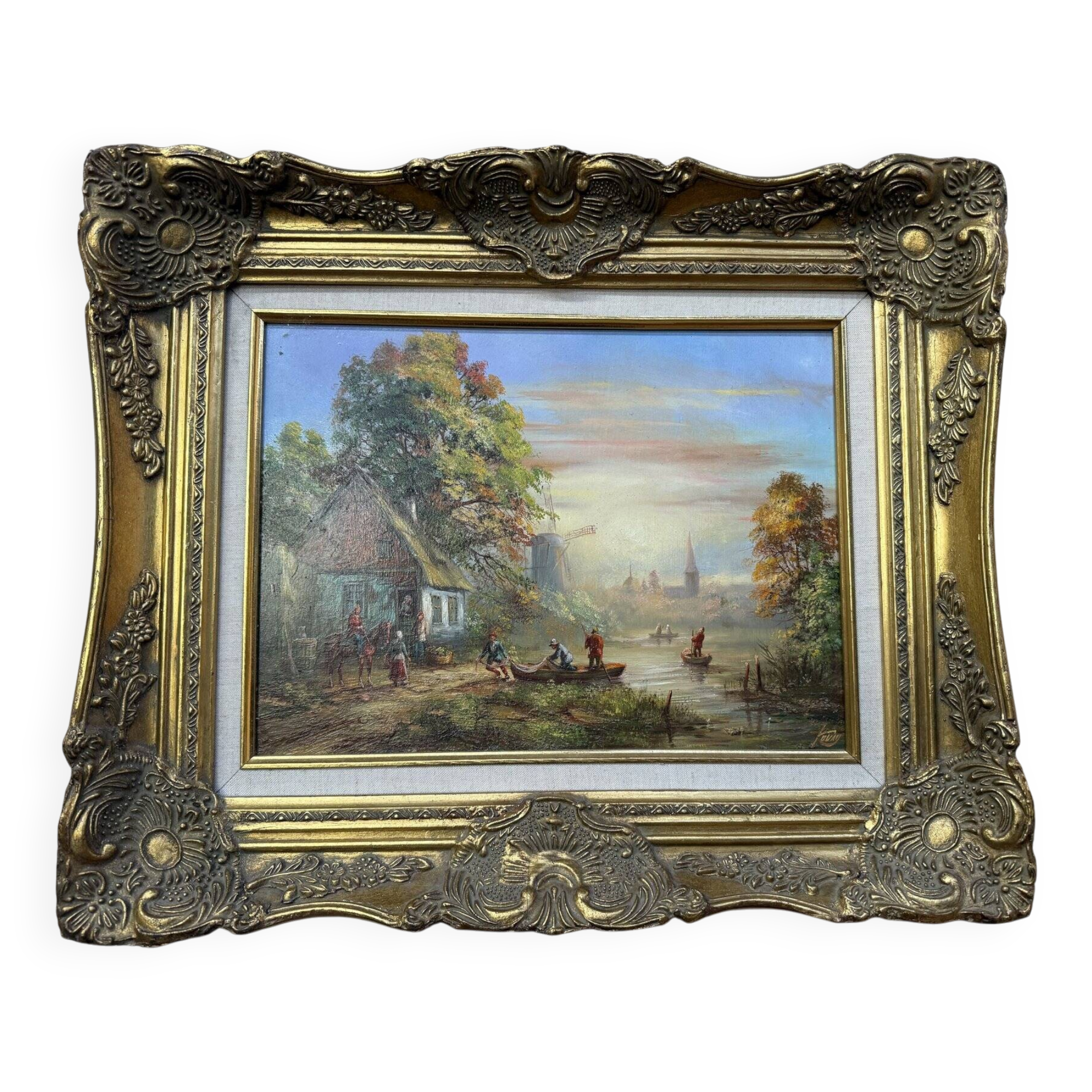 Tableau Huile sur panneau paysage