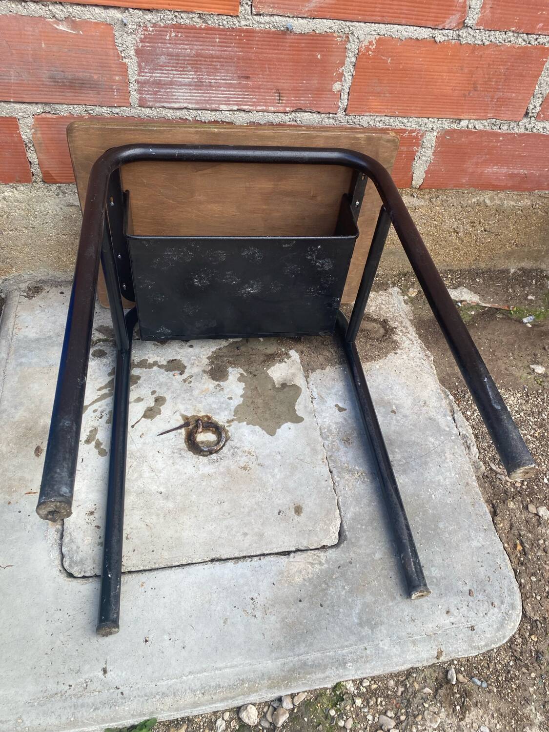 Old children's desk, metal and wood