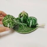 Salt and pepper shaker set with cabbages in slip