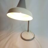 Large steerable desk lamp in white laquered metal 70s