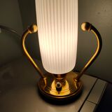 Vintage lamp in opaline and brass