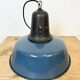 Industrial Blue Enamel Factory Lamp with Cast Iron Top, 1960s
