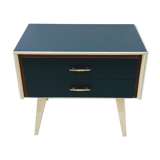 Vintage wooden bedside table / compass legs