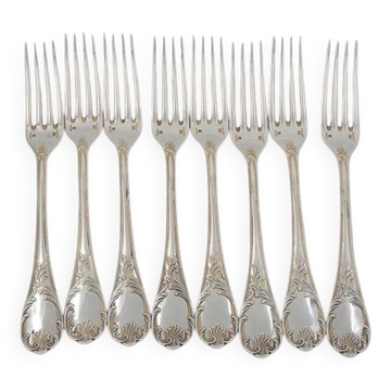 Christofle Marly, 8 fourchettes de table 20,5 cm métal argenté, pièces récentes.
