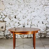 Table ronde extensible en teck vintage scandinave