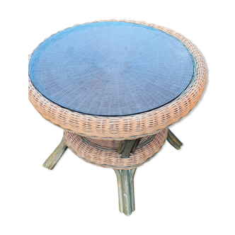 Table basse ronde en rotin