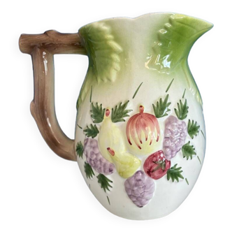 Vintage fruit majolica slip pitcher