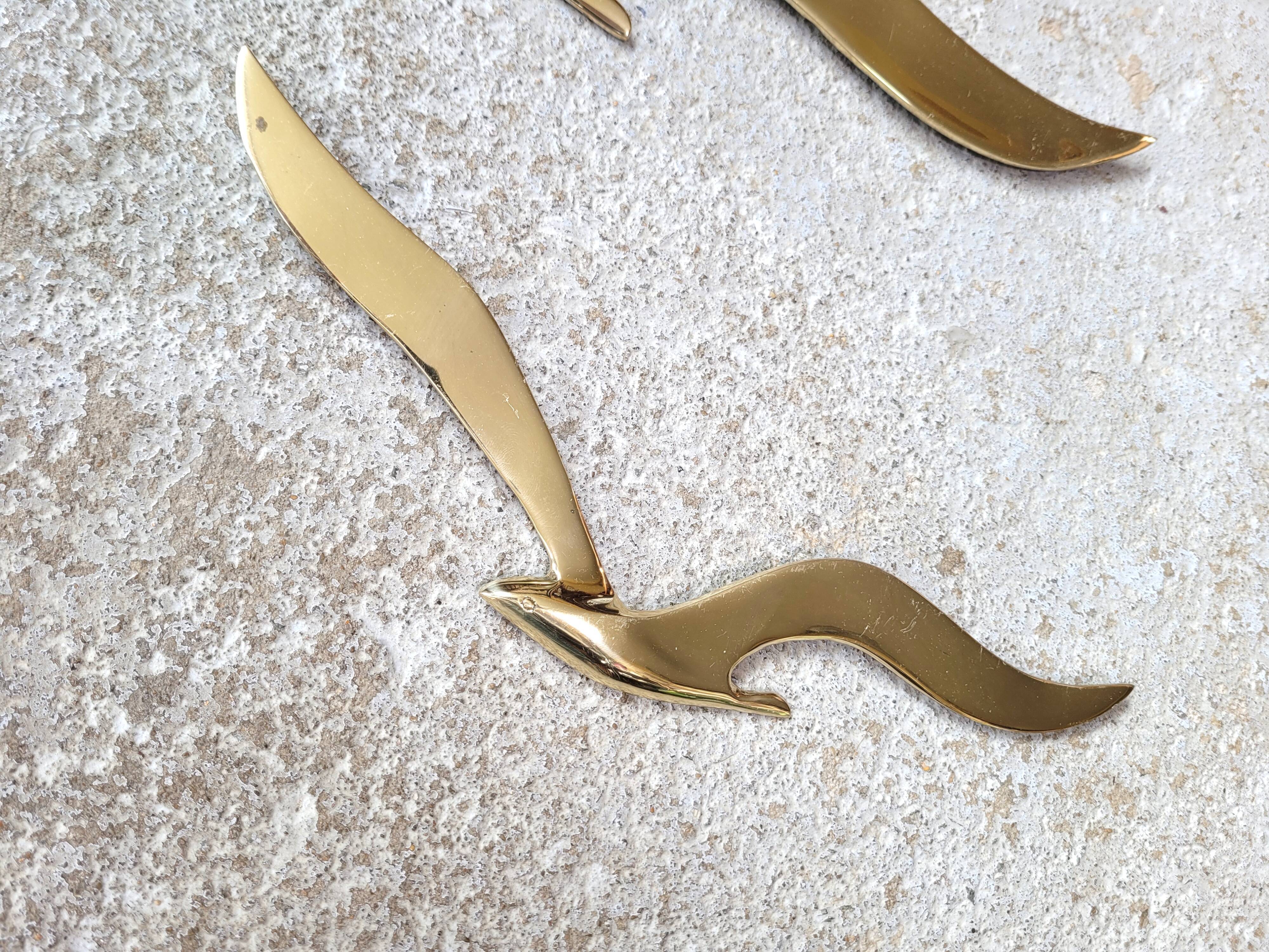 Envolée de 3 mouettes ou hirondelles laiton