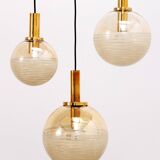 Vintage Set of three Glashutte Limburg hanging lamps, 1960s Germany.