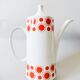Vintage  Porcelain Coffee Pot: 1970s Red Sunny Pattern