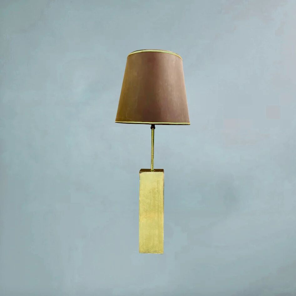 Large amber mirrored glass floor lamp with adjustable brown shade, Hollywood Regency design – 1970s