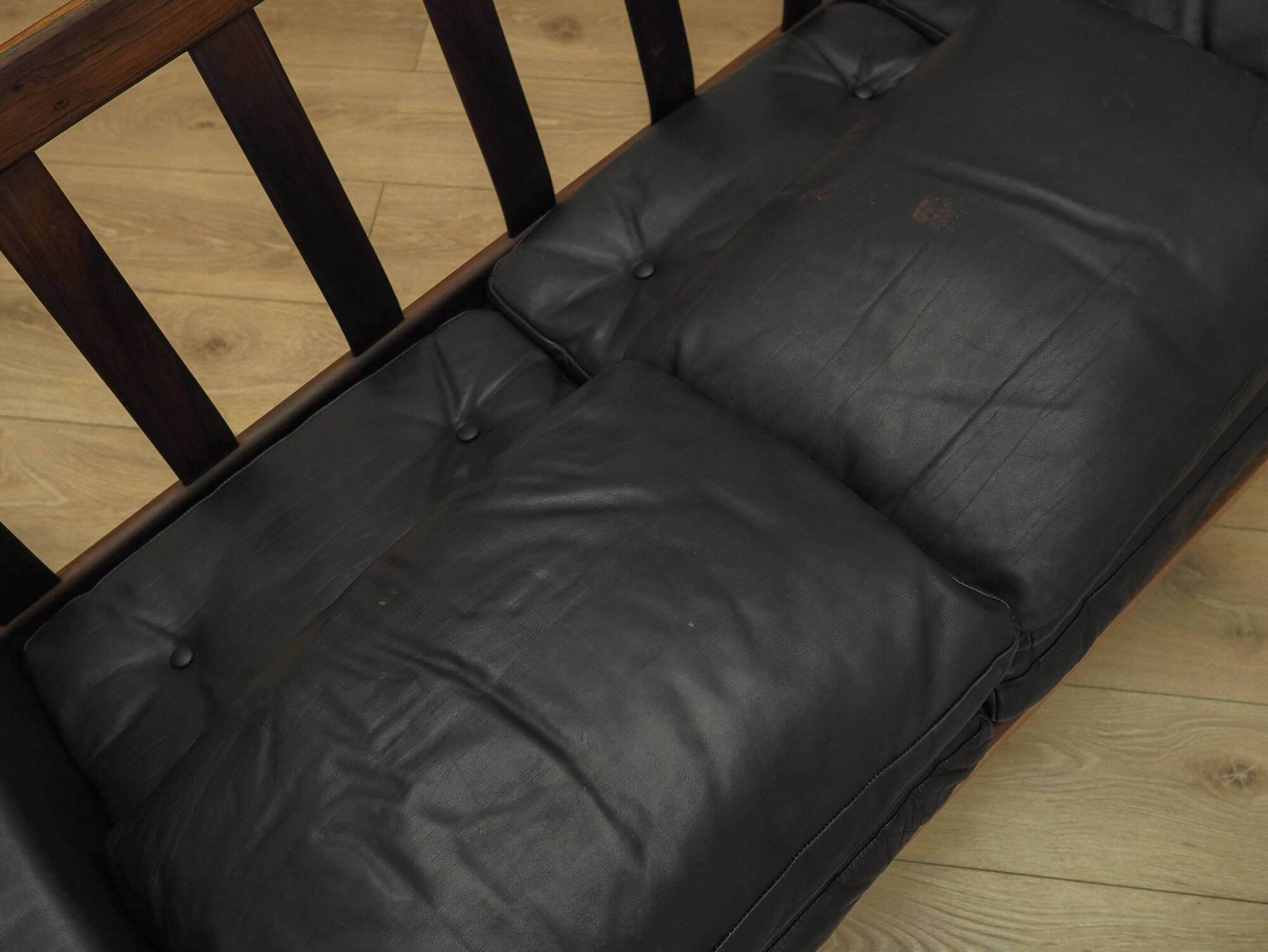 Rosewood sofa Gunnar Myrstrand for Källemo, black leather, 1960s