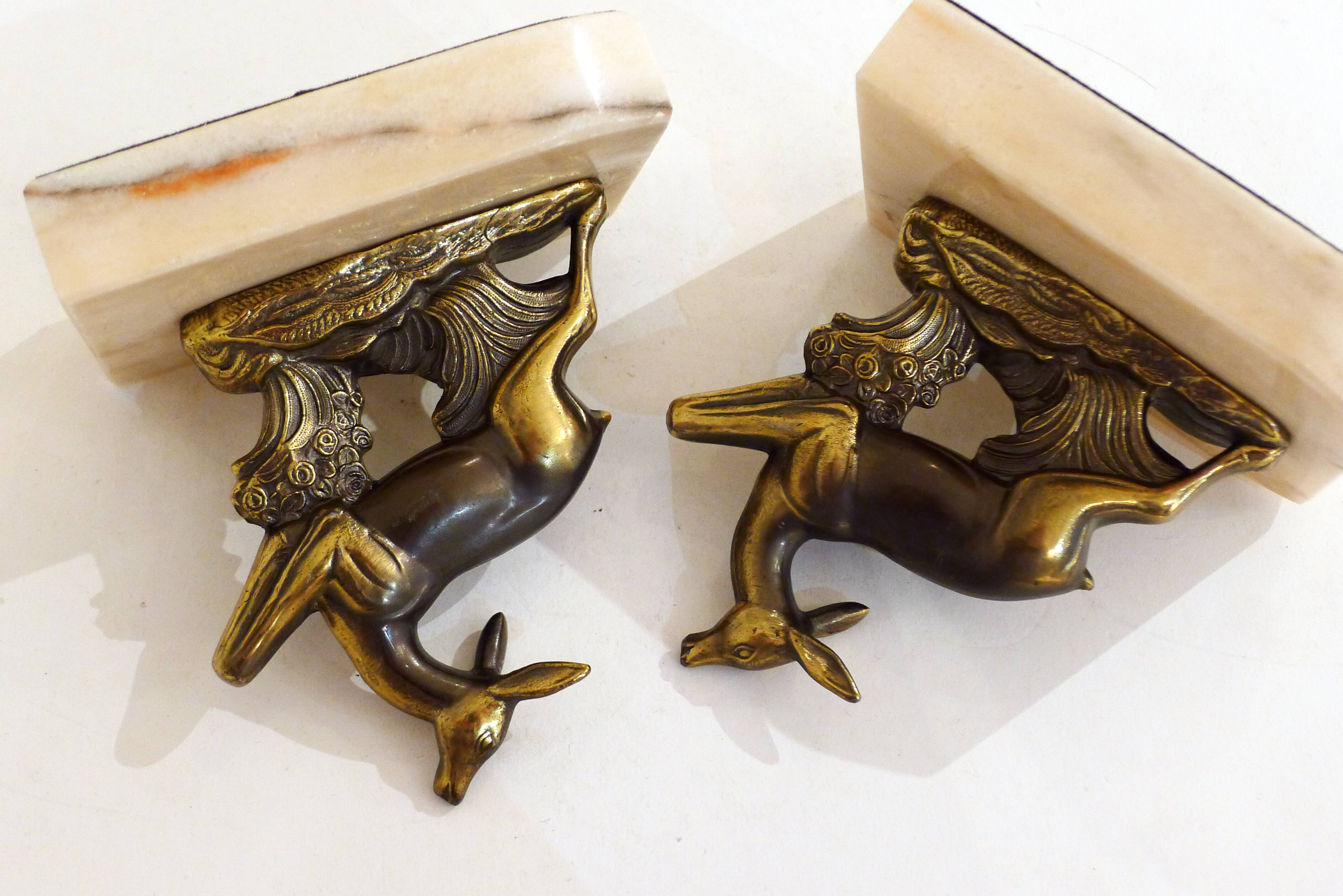 Pair of Art Deco deer book greenhouses