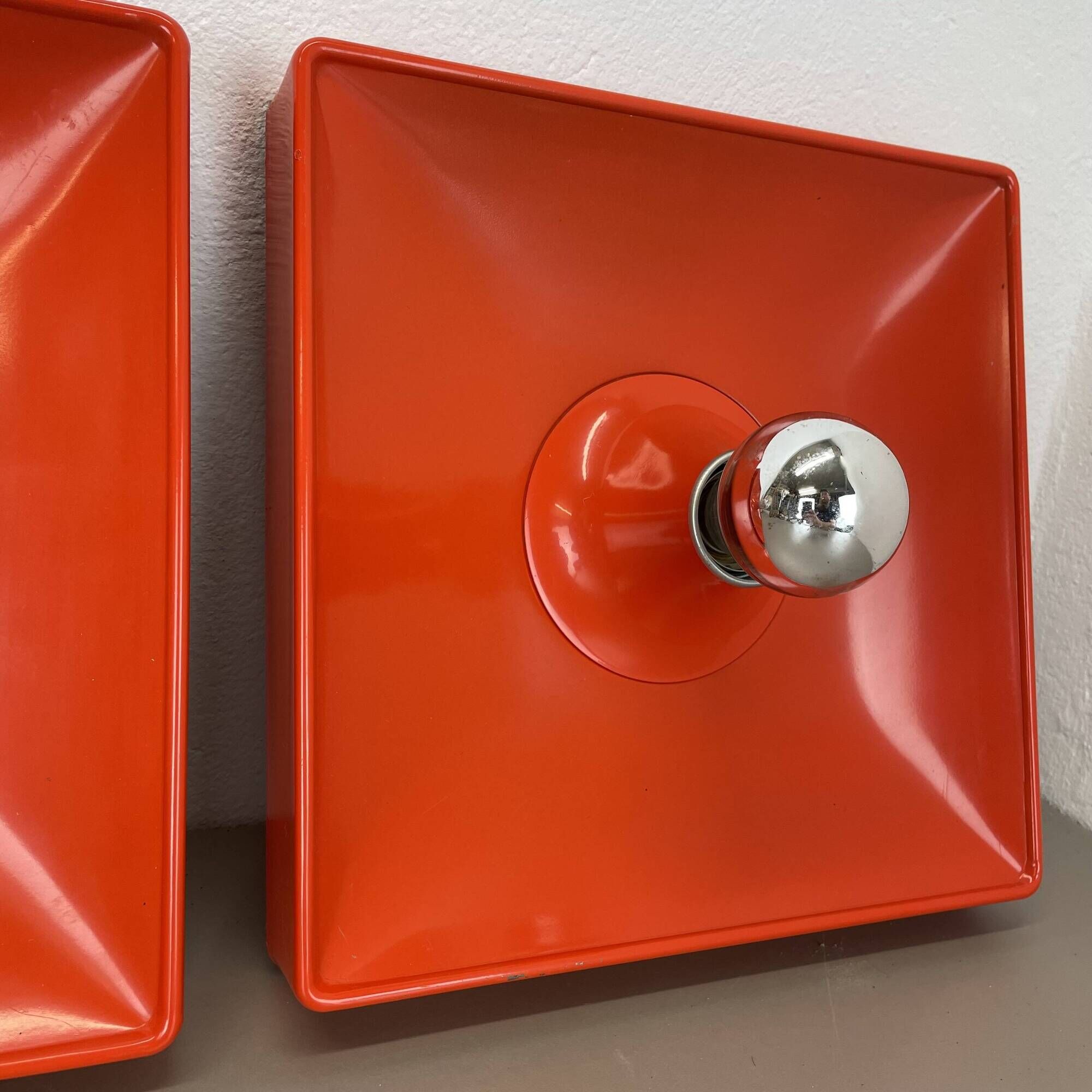 Set of 2 Cubic VERNER PANTON Style RED Wall Light by SÖLKEN Leuchten, 1970s
