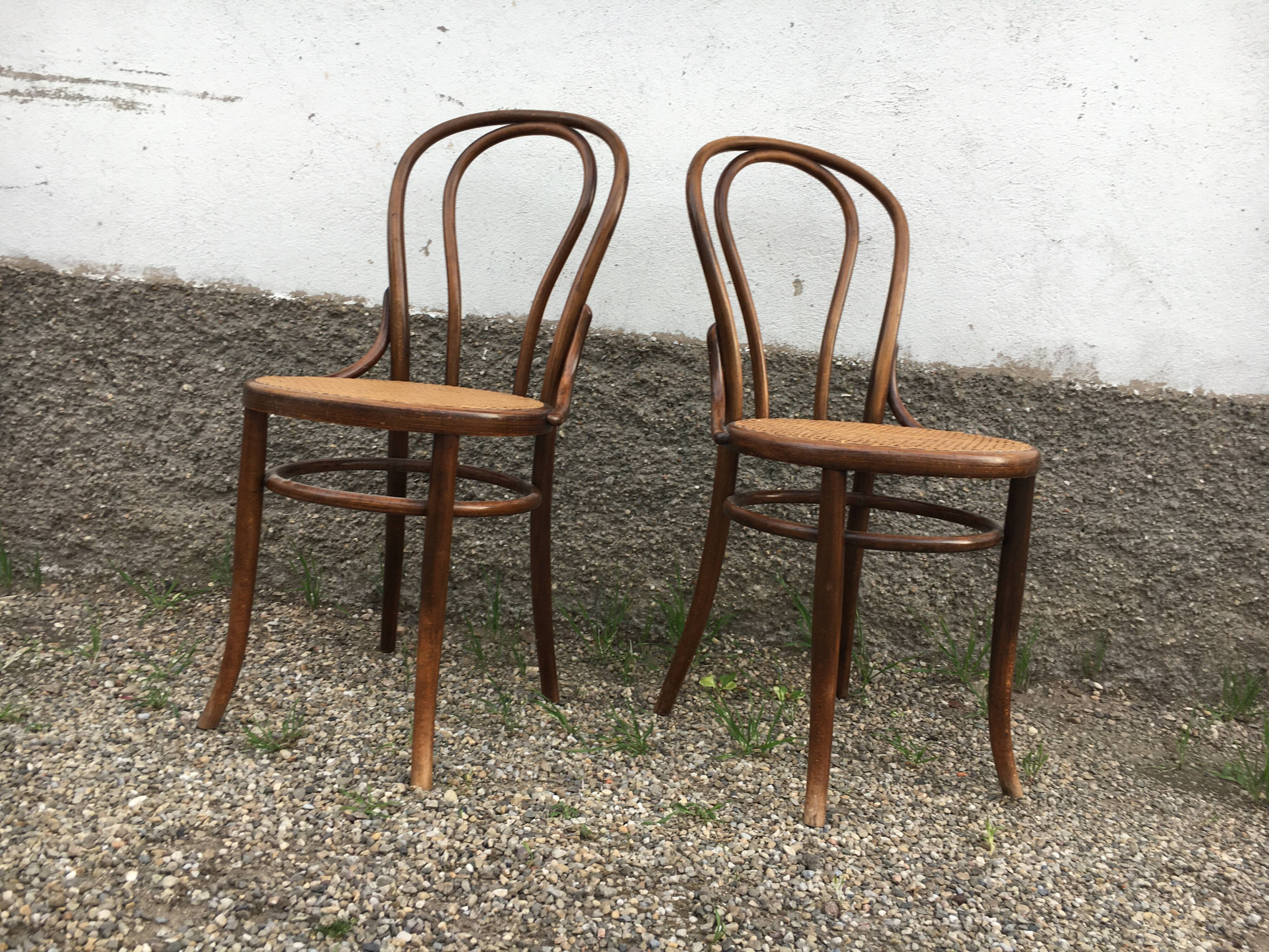 Pair of fischel chairs made in Austria curved wood