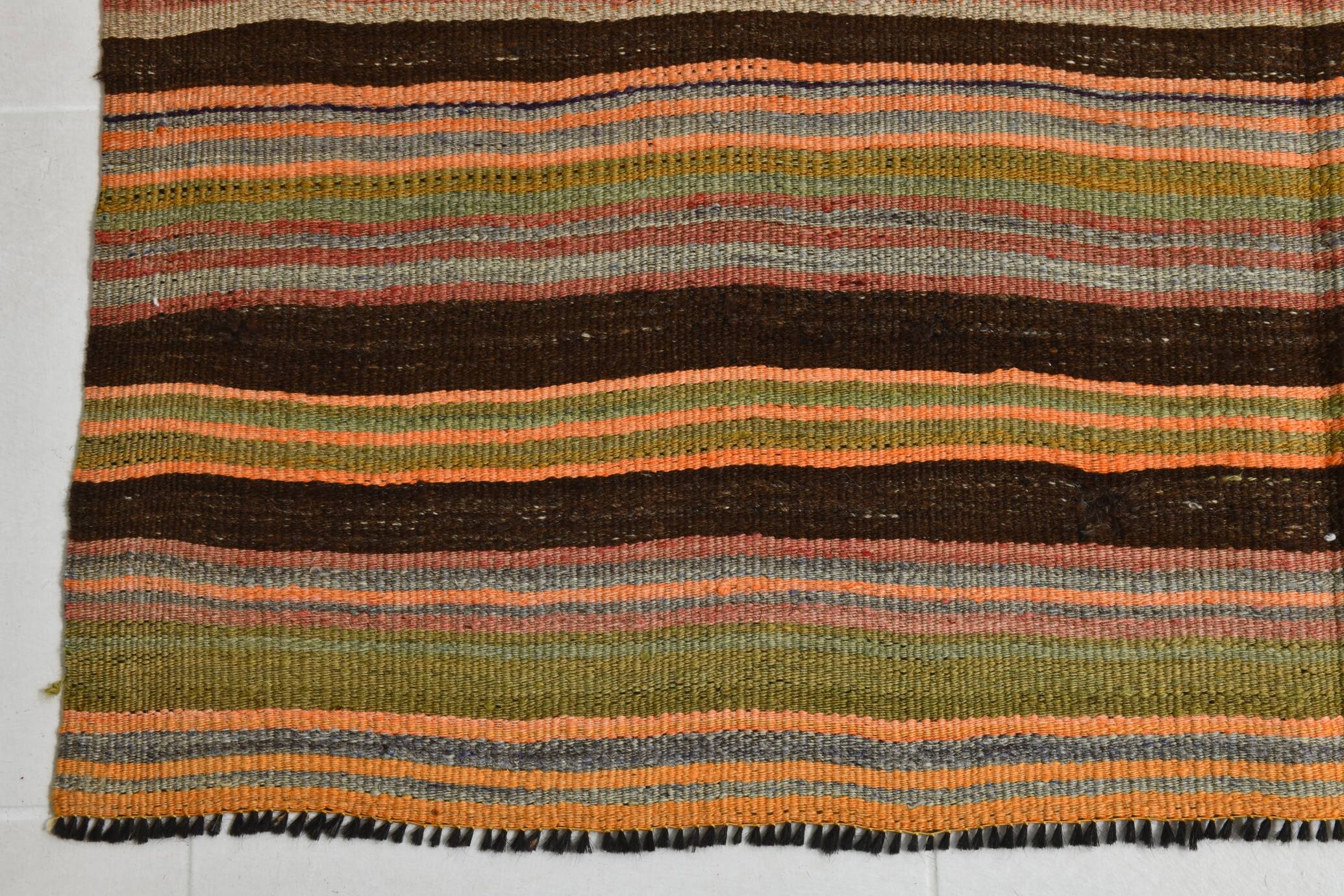 Tapis kilim turc anatolien rayé 5x7, 139x215 cm