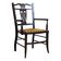 Fauteuil anglais ancien avec dossier décoratif, années 1890.