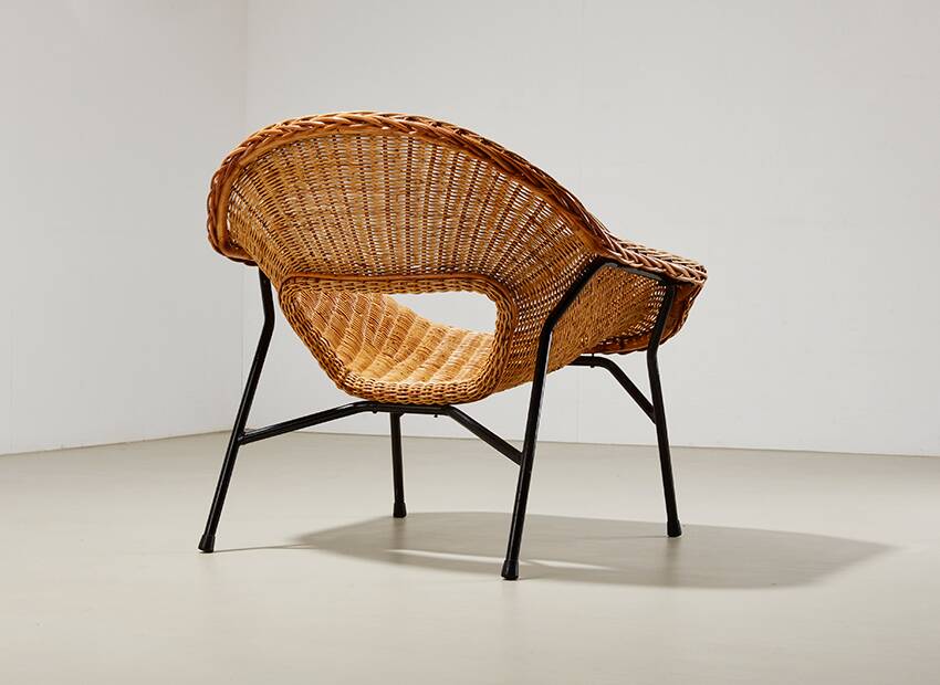 Rattan Lounge Chair by P.J. Muntendam for Gebr. Jonkers Netherlands 1954